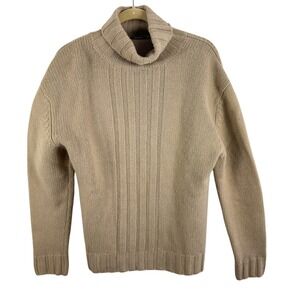 Tatuum Women's XL Beige Ribbed Turtleneck Heavyweight Sweater Wool Blend